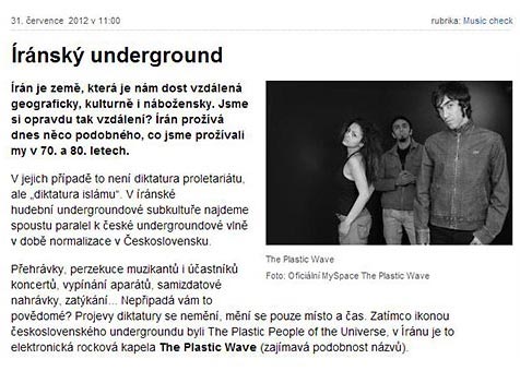 Interview about the Iranian underground music - Czech Radio Wave